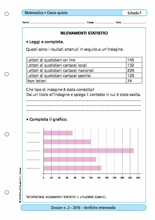 Rilevamenti statistici | Giunti Scuola Rilevamenti statistici | Giunti Scuola