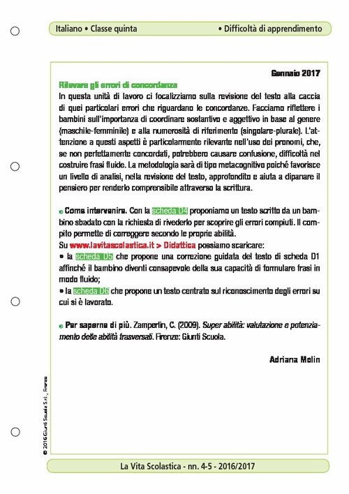 Rilevare gli errori di concordanza | Giunti Scuola Rilevare gli errori di concordanza | Giunti Scuola