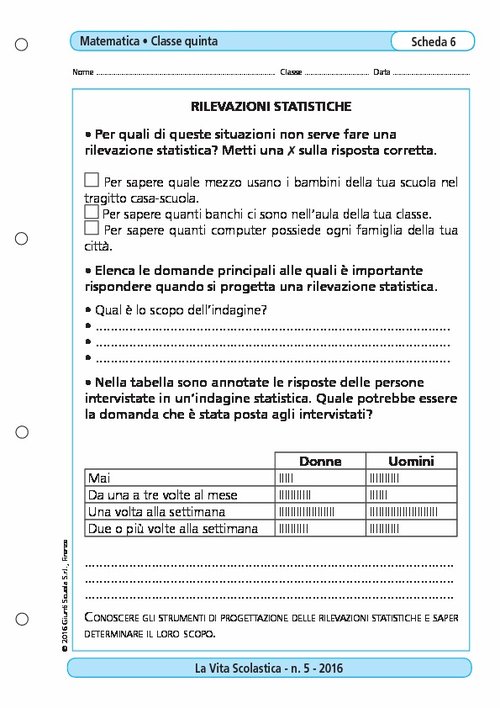 Rilevazioni statistiche | Giunti Scuola Rilevazioni statistiche | Giunti Scuola