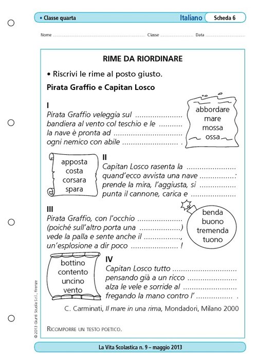 Rime da riordinare | Giunti Scuola Rime da riordinare | Giunti Scuola