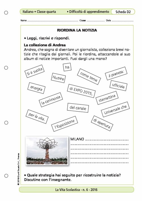 Riordina la notizia | Giunti Scuola Riordina la notizia | Giunti Scuola