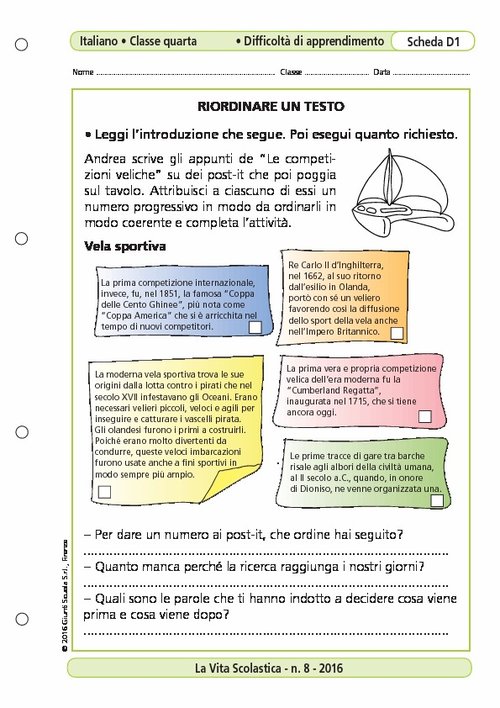Riordinare un testo | Giunti Scuola Riordinare un testo | Giunti Scuola