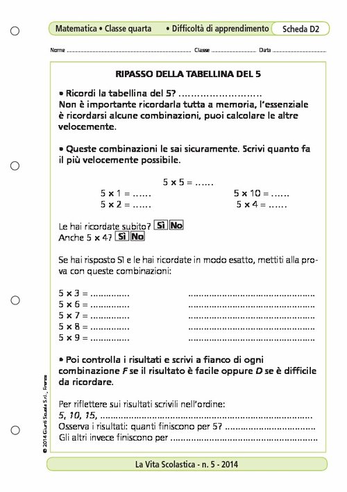 Ripasso della tabellina del 5 | Giunti Scuola Ripasso della tabellina del 5 | Giunti Scuola