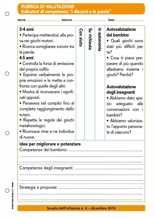 Rubrica di valutazione - Indicatori di competenza "I discorsi e le parole" | Giunti Scuola Rubrica di valutazione - Indicatori di competenza "I discorsi e le parole" | Giunti Scuola