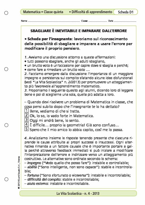 Sbagliare è inevitabile e imparare dall'errore | Giunti Scuola Sbagliare è inevitabile e imparare dall'errore | Giunti Scuola