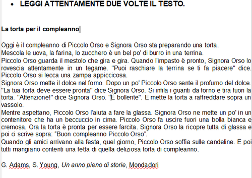 Scheda 1 - Percorso "Le ricette della Signora Orso" | Giunti Scuola