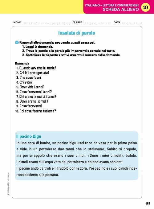 Scheda allievo 10 | Giunti Scuola Scheda allievo 10 | Giunti Scuola