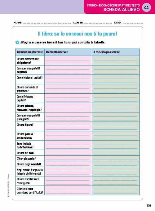 Scheda allievo 41 | Giunti Scuola