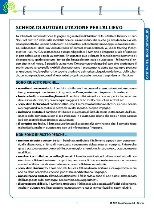 Scheda autovalutazione dell'allievo ADHD | Giunti Scuola Scheda autovalutazione dell'allievo ADHD | Giunti Scuola