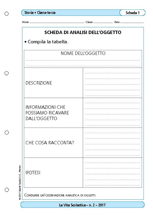 Scheda di analisi dell'oggetto | Giunti Scuola Scheda di analisi dell'oggetto | Giunti Scuola