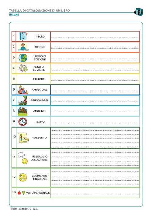 Scheda di catalogazione di un libro (pdf) | Giunti Scuola Scheda di catalogazione di un libro (pdf) | Giunti Scuola