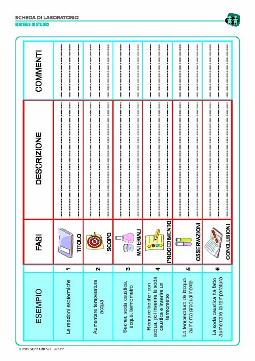 Scheda di laboratorio (esempio) (pdf) | Giunti Scuola Scheda di laboratorio (esempio) (pdf) | Giunti Scuola