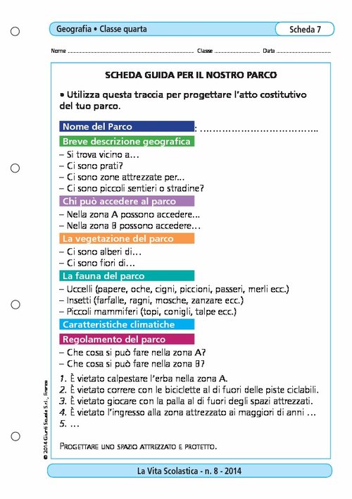 Scheda guida per il nostro parco | Giunti Scuola Scheda guida per il nostro parco | Giunti Scuola