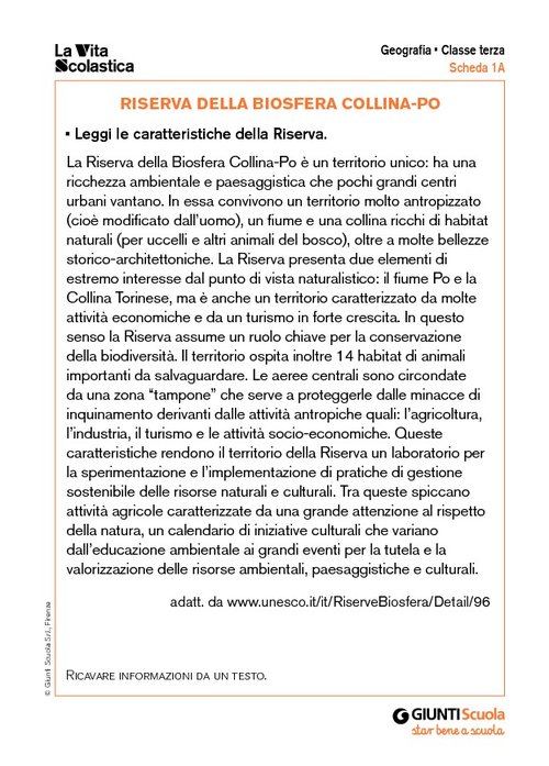 Schede delle riserve | Giunti Scuola