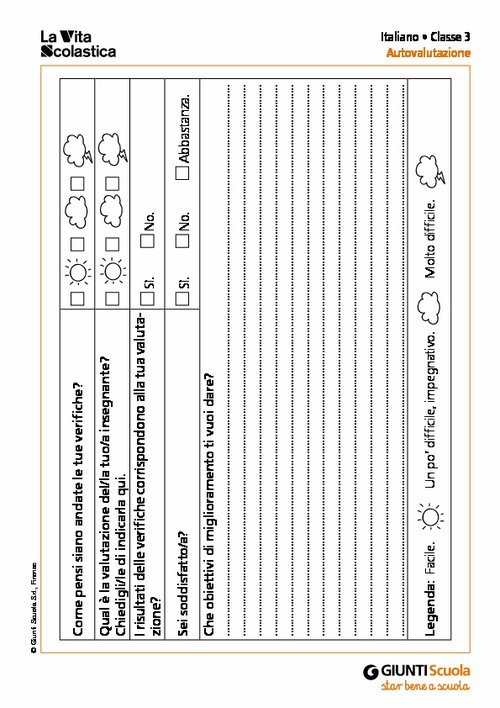 Schede di autovalutazione: classe 3 | Giunti Scuola Schede di autovalutazione: classe 3 | Giunti Scuola