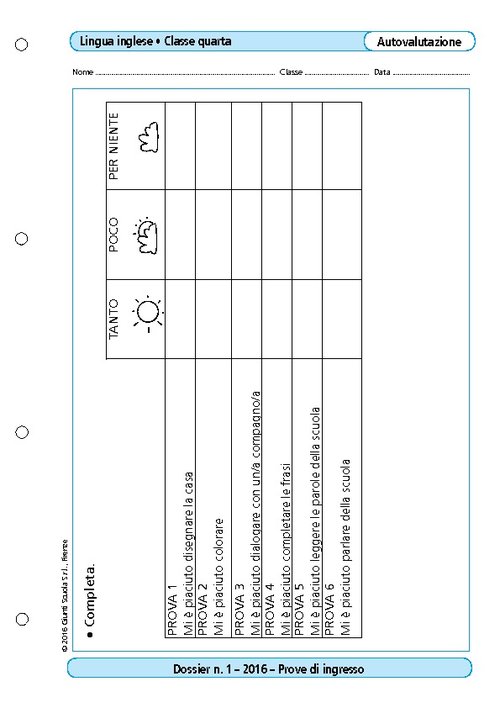 Schede di autovalutazione: Lingua Inglese, classe 4 | Giunti Scuola Schede di autovalutazione: Lingua Inglese, classe 4 | Giunti Scuola