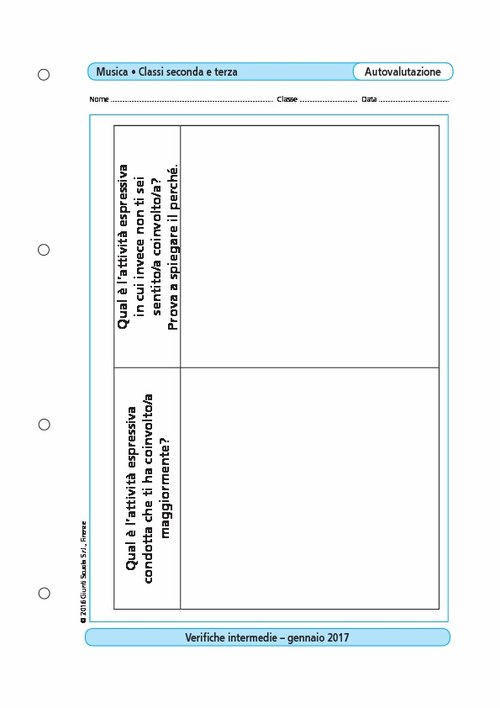 Schede di autovalutazione: Musica Movimento Immagine, classi 2-3 | Giunti Scuola Schede di autovalutazione: Musica Movimento Immagine, classi 2-3 | Giunti Scuola