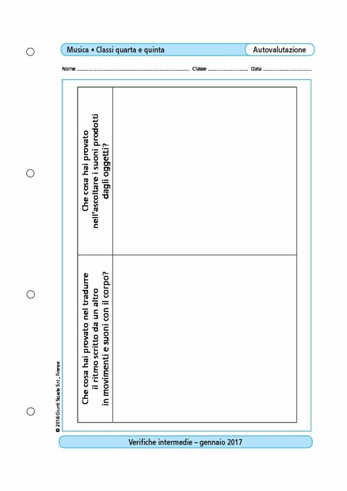 Schede di autovalutazione: Musica Movimento Immagine, classi 4-5 | Giunti Scuola Schede di autovalutazione: Musica Movimento Immagine, classi 4-5 | Giunti Scuola
