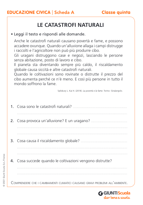 Schede prove di ingresso | Educazione Civica 5 | Giunti Scuola Schede prove di ingresso | Educazione Civica 5 | Giunti Scuola