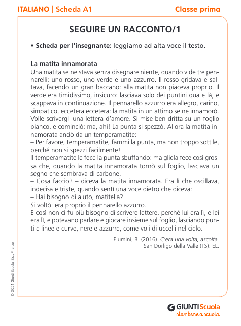 Schede prove di ingresso | Italiano 1 | Giunti Scuola Schede prove di ingresso | Italiano 1 | Giunti Scuola