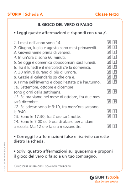 Schede prove di ingresso | Storia 3 | Giunti Scuola Schede prove di ingresso | Storia 3 | Giunti Scuola