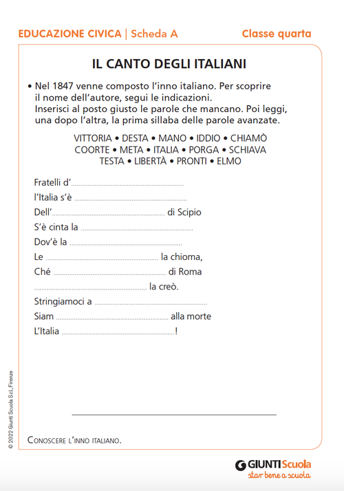 Schede verifiche intermedie | Educazione civica 4 | Giunti Scuola Schede verifiche intermedie | Educazione civica 4 | Giunti Scuola