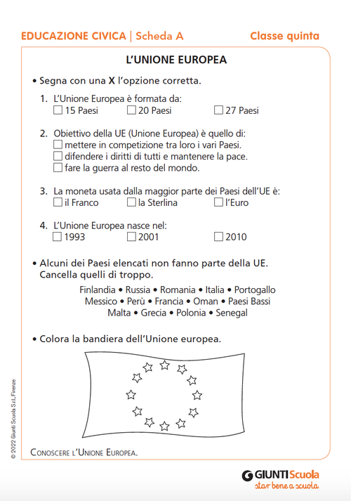 Schede verifiche intermedie | Educazione civica 5 | Giunti Scuola