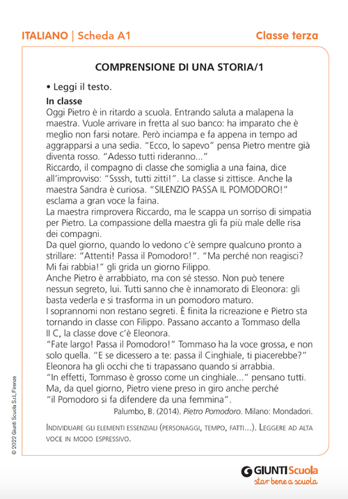 Schede verifiche intermedie | Italiano 3 | Giunti Scuola Schede verifiche intermedie | Italiano 3 | Giunti Scuola