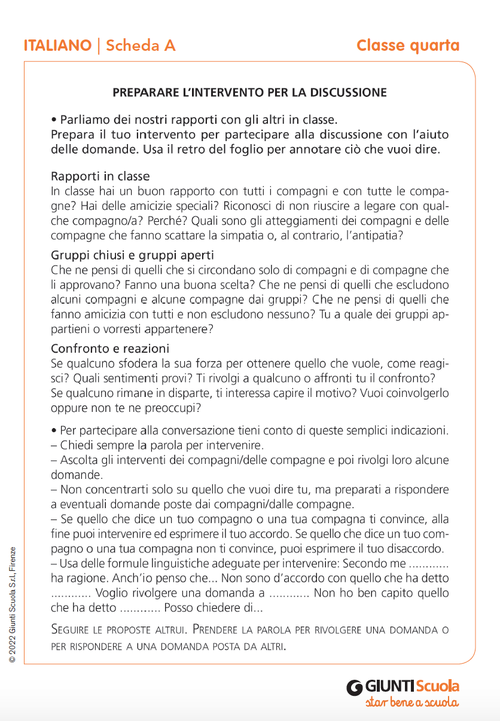 Schede verifiche intermedie | Italiano 4 | Giunti Scuola Schede verifiche intermedie | Italiano 4 | Giunti Scuola