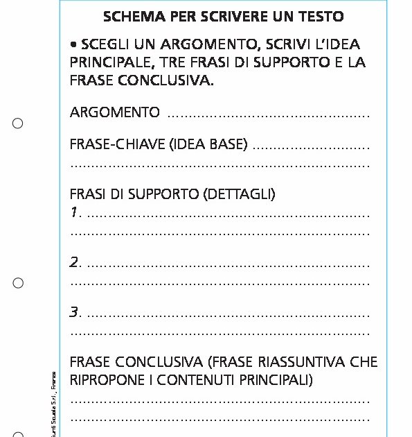 Schema per scrivere un testo Giunti Scuola