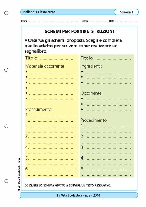 Schemi per fornire istruzioni | Giunti Scuola Schemi per fornire istruzioni | Giunti Scuola