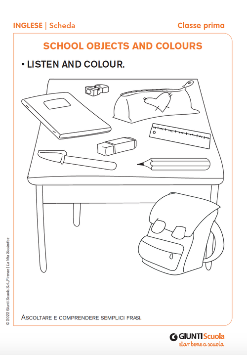 School objects and colours | Giunti Scuola School objects and colours | Giunti Scuola