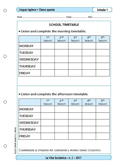 School timetable | Giunti Scuola