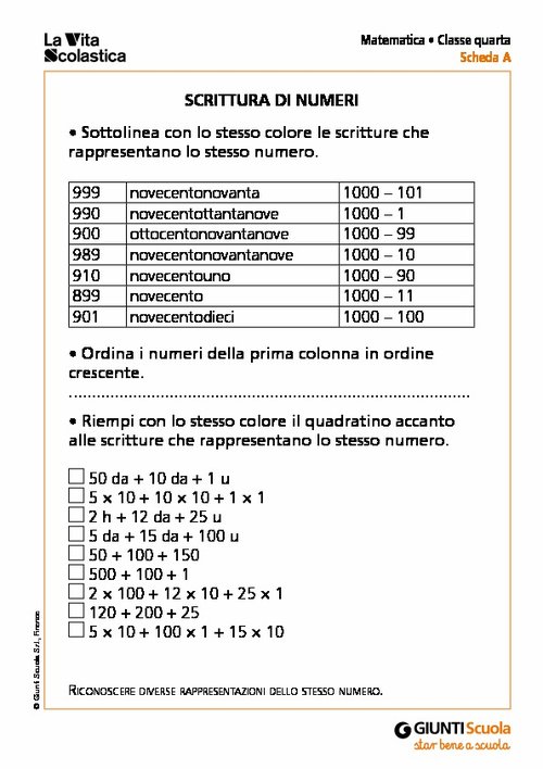 Scrittura di numeri | Giunti Scuola Scrittura di numeri | Giunti Scuola
