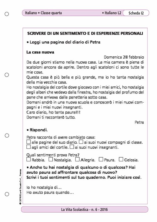 Scrivere di un sentimento e di esperienze personali | Giunti Scuola Scrivere di un sentimento e di esperienze personali | Giunti Scuola