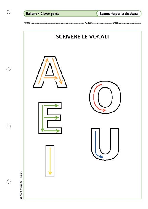 Scrivere le vocali | Giunti Scuola Scrivere le vocali | Giunti Scuola
