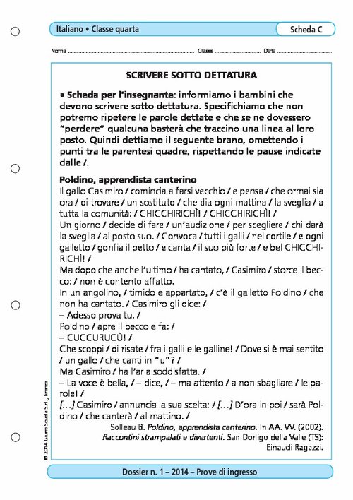 Scrivere sotto dettatura | Giunti Scuola Scrivere sotto dettatura | Giunti Scuola