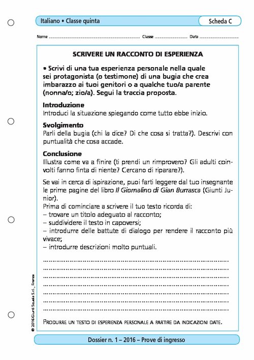 Scrivere un racconto di esperienza | Giunti Scuola Scrivere un racconto di esperienza | Giunti Scuola