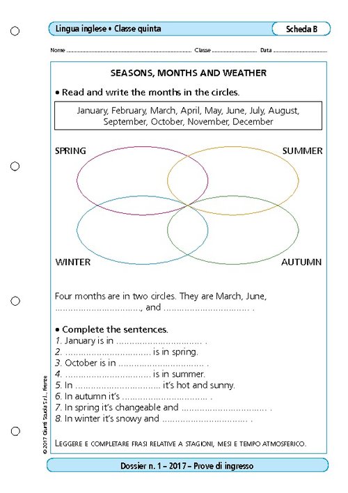 Seasons, months and weather | Giunti Scuola Seasons, months and weather | Giunti Scuola