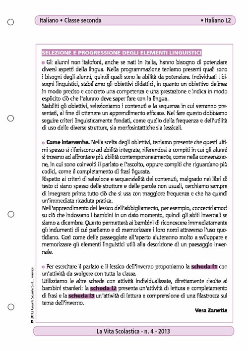 Selezione e progressione degli elementi linguistici | Giunti Scuola Selezione e progressione degli elementi linguistici | Giunti Scuola
