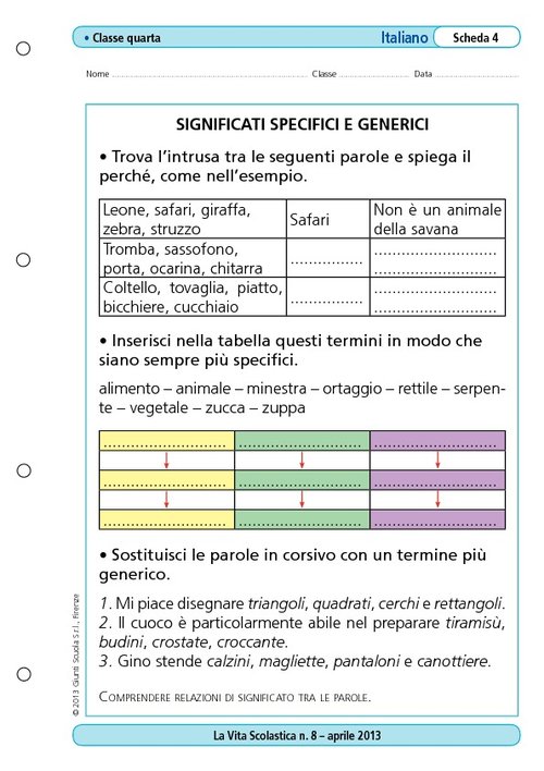 Significati specifici e generici | Giunti Scuola Significati specifici e generici | Giunti Scuola
