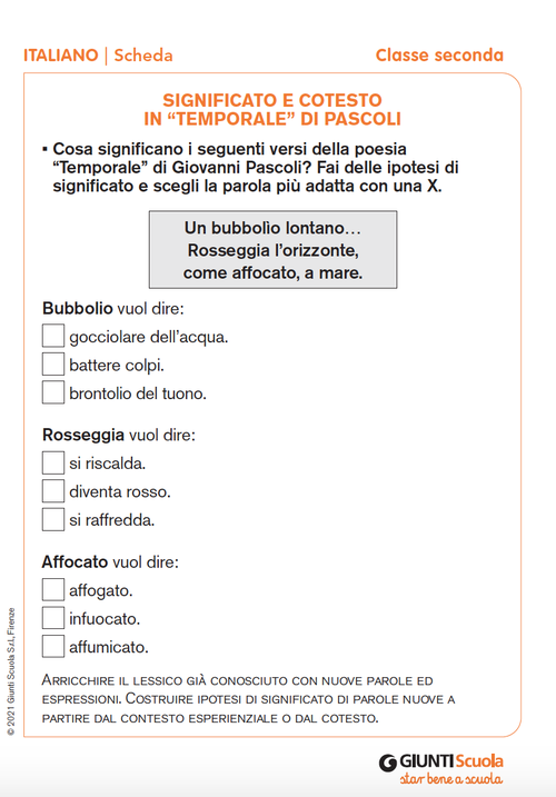 Significato e cotesto in Temporale di Pascoli | Giunti Scuola Significato e cotesto in Temporale di Pascoli | Giunti Scuola