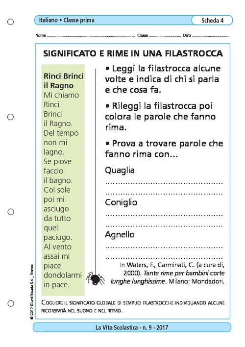 Significato e rime in una filastrocca | Giunti Scuola Significato e rime in una filastrocca | Giunti Scuola
