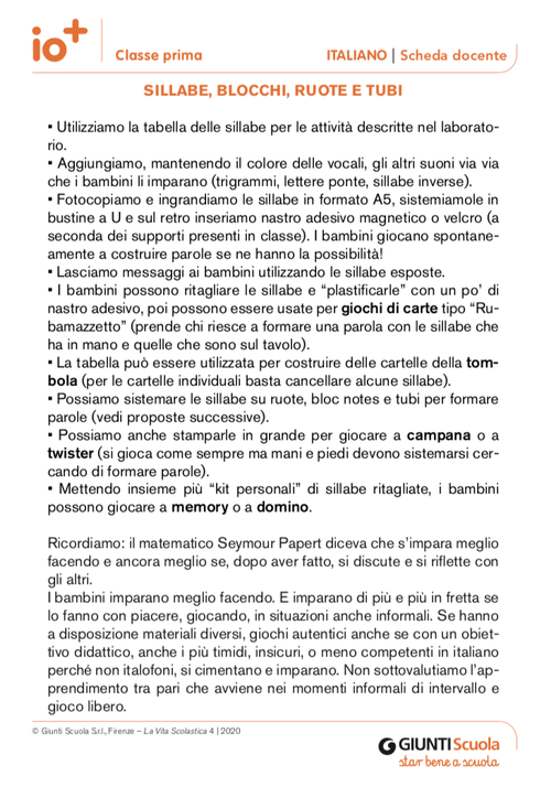 Sillabe, blocchi, ruote e tubi | Giunti Scuola Sillabe, blocchi, ruote e tubi | Giunti Scuola