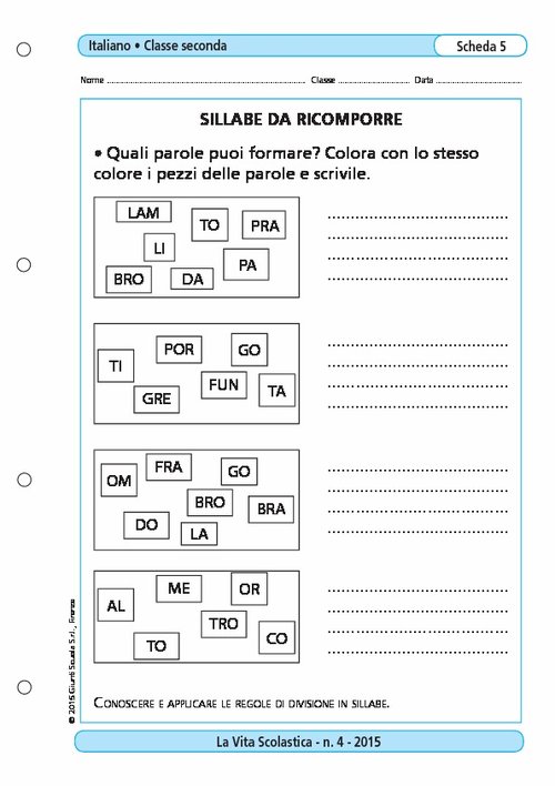 Sillabe da ricomporre | Giunti Scuola Sillabe da ricomporre | Giunti Scuola