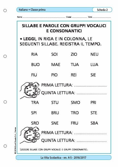 Sillabe e parole con gruppi vocalici e consonantici | Giunti Scuola