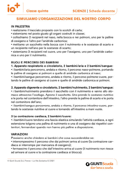 Simuliamo l'organizzazione del nostro corpo | Giunti Scuola Simuliamo l'organizzazione del nostro corpo | Giunti Scuola