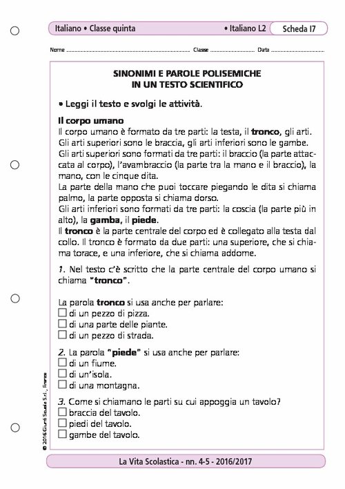 Sinonimi e parole polisemiche in un testo scientifico | Giunti Scuola Sinonimi e parole polisemiche in un testo scientifico | Giunti Scuola