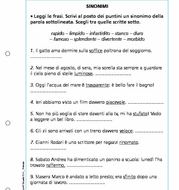 Sinonimi Sinonimi Giunti Scuola