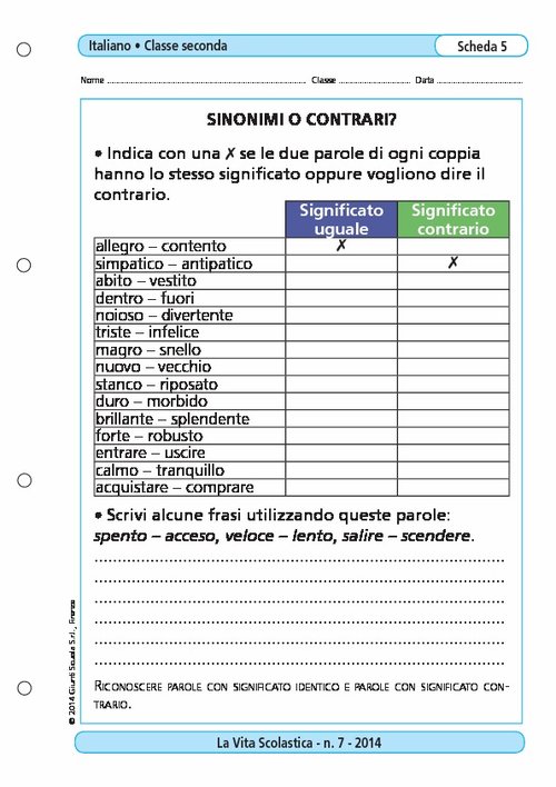 Sinonimi o contrari? | Giunti Scuola Sinonimi o contrari? | Giunti Scuola